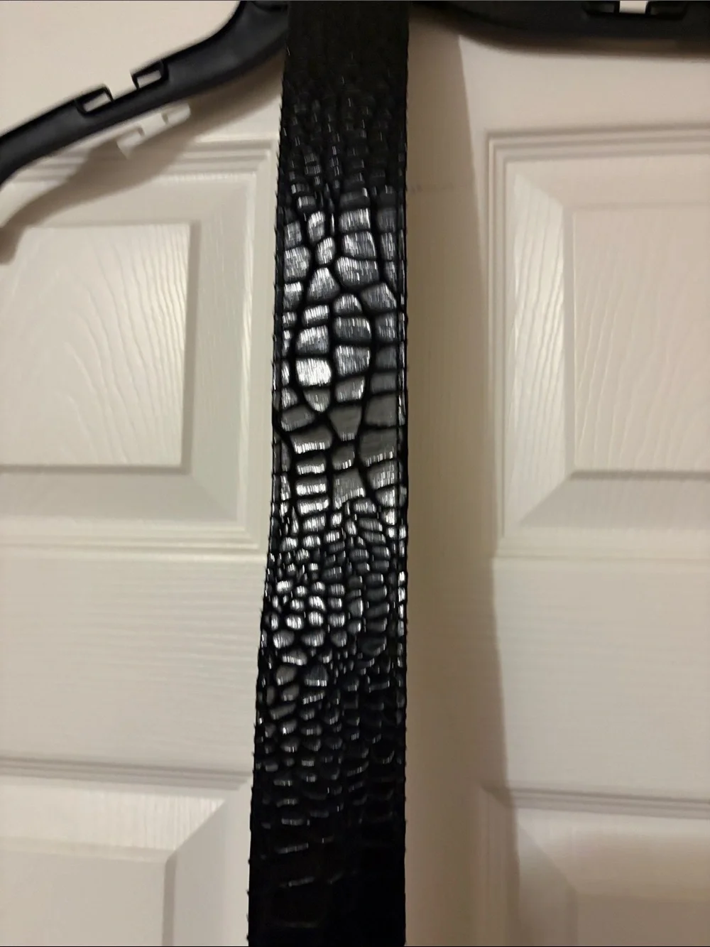 Black Croc-Embossed Faux Belt